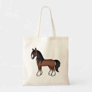 Brauner Gypsy Vanner Clydesdale Shire Cartoon Pfer Tragetasche