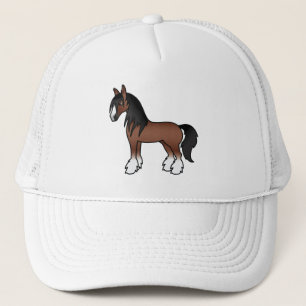 Brauner Gypsy Vanner Clydesdale Shire Cartoon Pfer Truckerkappe