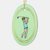 Brauner Haar Male Golfer Keramik Ornament (Links)