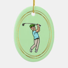 Brauner Haar Male Golfer Keramik Ornament