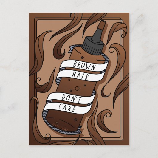 Brauner Haar Sonniger Cartoon Tattoo Dye Flasche Postkarte (Vorderseite)