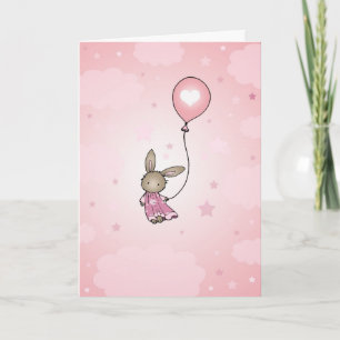 Brauner Hase in rosa Geburtstagskarte Karte
