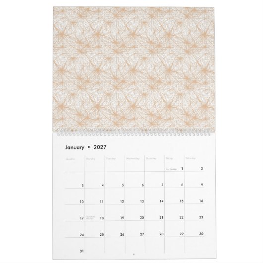 brauner Hintergrund mit Kreismuster Kalender (Jan 2027)