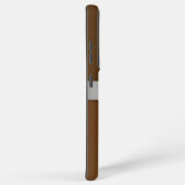 Brauner Hintergrundschild mit silberfarbenen, über Samsung Galaxy Hülle (Rechte Seite)