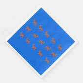 Brauner Hirsch gehendes festliches Muster blaues H Serviette (Ecke)