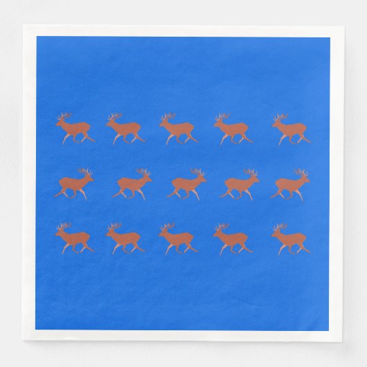 Brauner Hirsch gehendes festliches Muster blaues H Serviette (Vorderseite)