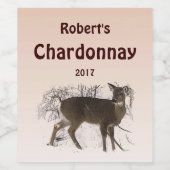 Brauner Hirsch im weißen Schnee Naturweinetikett Weinetikett (Einzelnes Label)