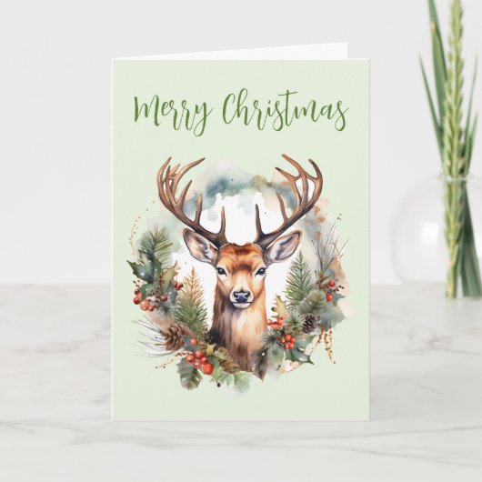 Brauner Hirsch mit Geweih Rustikales Weihnachten (Vorderseite)