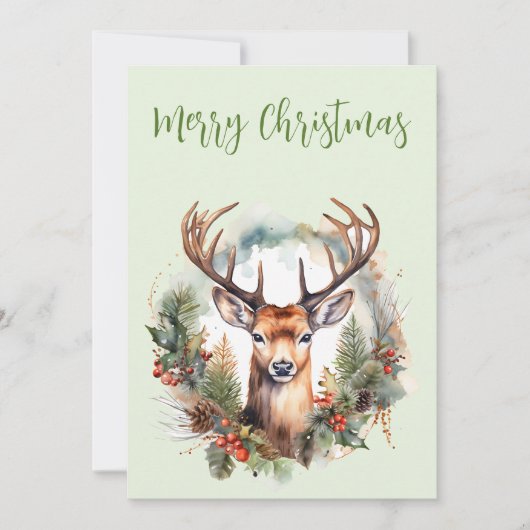 Brauner Hirsch mit Geweih Rustikales Weihnachten (Vorderseite)