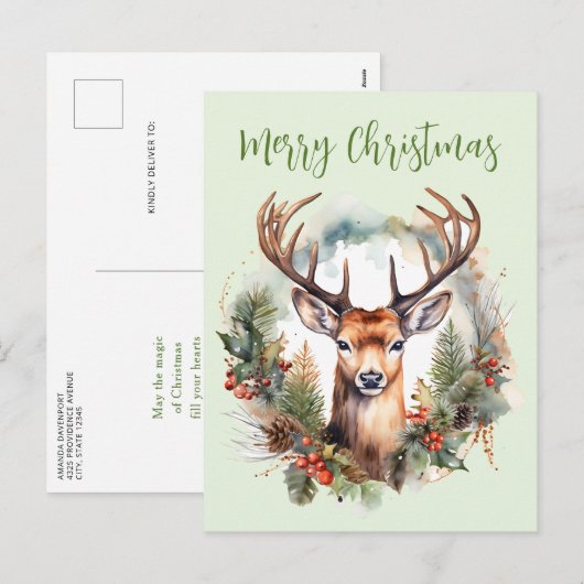 Brauner Hirsch mit Geweih Rustikales Weihnachten (Vorne/Hinten)