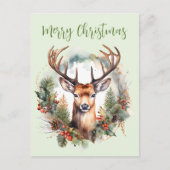 Brauner Hirsch mit Geweih Rustikales Weihnachten (Vorderseite)