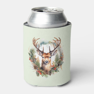 Brauner Hirsch mit Geweih Rustikales Weihnachten Dosenkühler