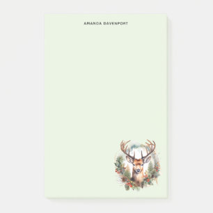 Brauner Hirsch mit Geweih Rustikales Weihnachten Post-it Klebezettel