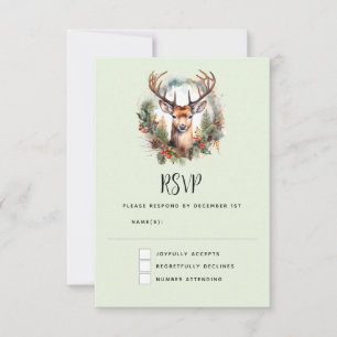 Brauner Hirsch mit Geweih rustikales Weihnachten RSVP Karte
