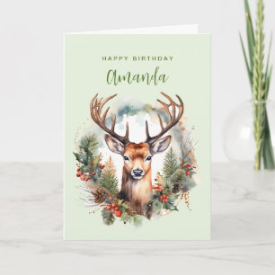 Brauner Hirsch mit Geweih Rustikales Weihnachts Ge Karte