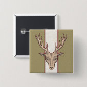 Brauner Hirschkopf schwarz geätzt auf Streifen Button (Vorne & Hinten)