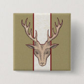 Brauner Hirschkopf schwarz geätzt auf Streifen Button (Vorderseite)