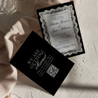 Brauner Hochzeit QR-Code mit Spitzenmuster im Old-