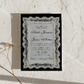 Brauner Hochzeit QR-Code mit Spitzenmuster im Old- Einladung