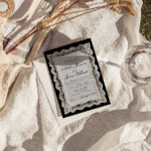 Brauner Hochzeit QR-Code mit Spitzenmuster im Old- Einladung