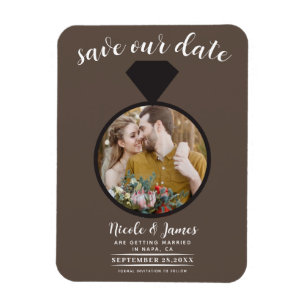 Brauner Hochzeitsring Foto Save the Date Magnet