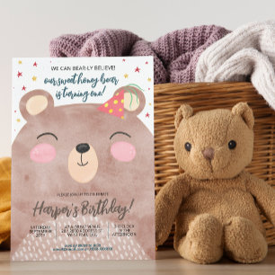 Brauner Honigbär Geburtstag Einladung
