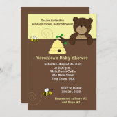 Brauner Honigbär und HummelBaby-Dusche laden ein Einladung (Vorne/Hinten)