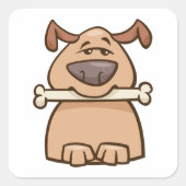 Brauner Hund mit einem Knochenstecker Quadratischer Aufkleber (Vorderseite)