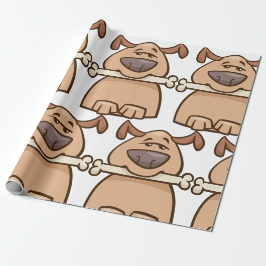 Brauner Hund mit einem Knochenwaschpapier Geschenkpapier (Ungerollt)