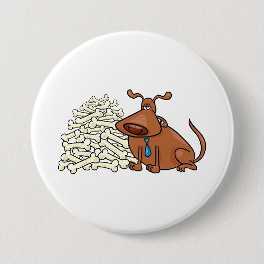 Brauner Hund mit Knochen Niedlich Button (Vorderseite)