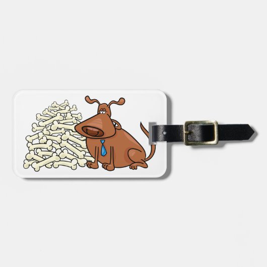 Brauner Hund mit Knochen Niedlich Gepäckanhänger (Vorderseite horizontal)