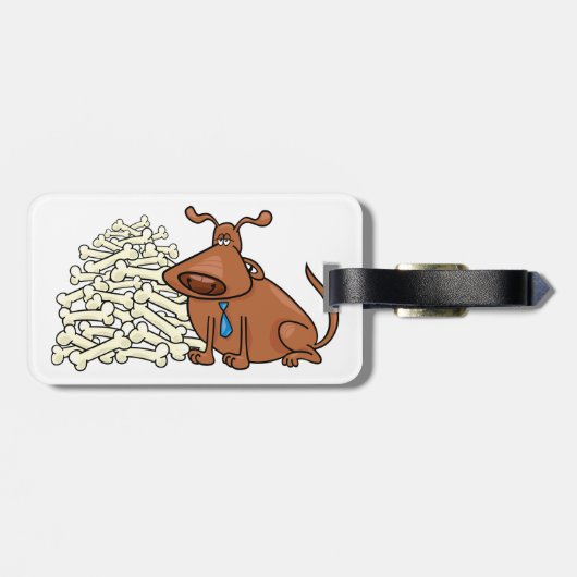 Brauner Hund mit Knochen Niedlich Gepäckanhänger (Rückseite horizontal)