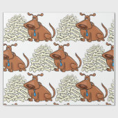 Brauner Hund mit Knochen Niedlich Geschenkpapier (Flach)