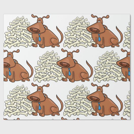 Brauner Hund mit Knochen Niedlich Geschenkpapier (Flach)