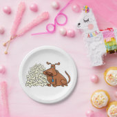 Brauner Hund mit Knochen Niedlich Pappteller (Party)