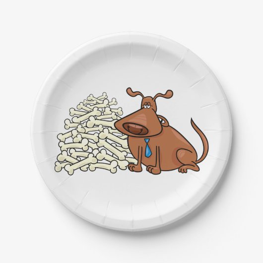 Brauner Hund mit Knochen Niedlich Pappteller (Vorderseite)