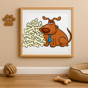 Brauner Hund mit Knochen Niedlich Poster
