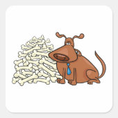 Brauner Hund mit Knochen Niedlich Quadratischer Aufkleber (Vorderseite)