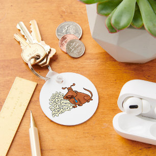 Brauner Hund mit Knochen Niedlich Schlüsselanhänger