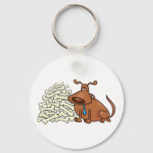 Brauner Hund mit Knochen Niedlich Schlüsselanhänger (Rückseite)