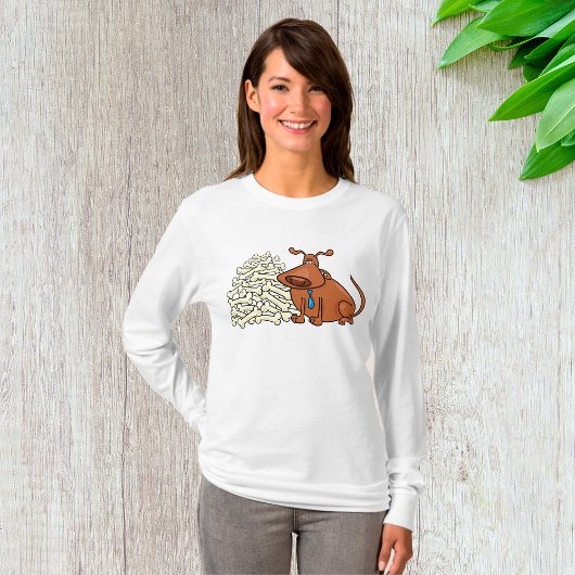 Brauner Hund mit Knochen Niedlich T-Shirt