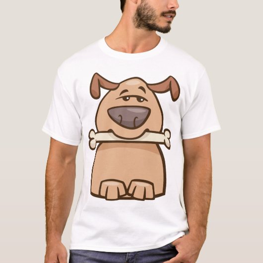 Brauner Hund mit Knochen-T - Shirt (Vorderseite)