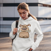 Brauner Hund mit Knochenhund Hoodie