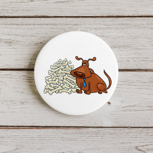 Brauner Hund und Knochen Button