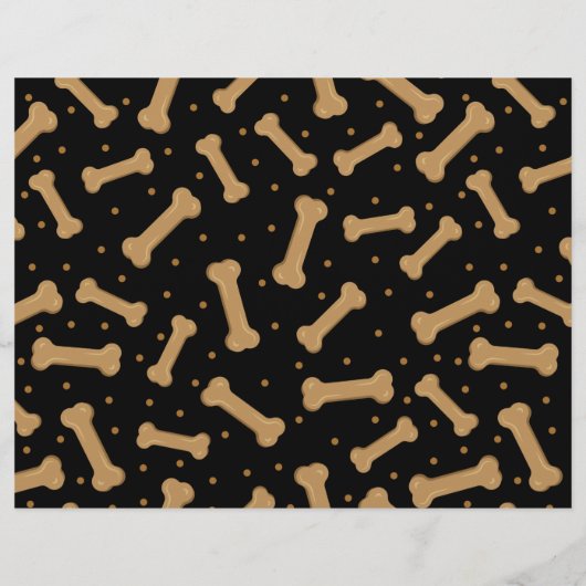 Brauner Hundeknochen mit schwarzem Buchscrapbook Flyer (Hinten)