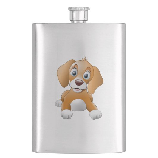 Brauner Hundeschlitz Flachmann (Vorderseite)