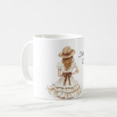 Brauner Hut mit Schleife für Damen Kaffeetasse (Vorderseite Links)