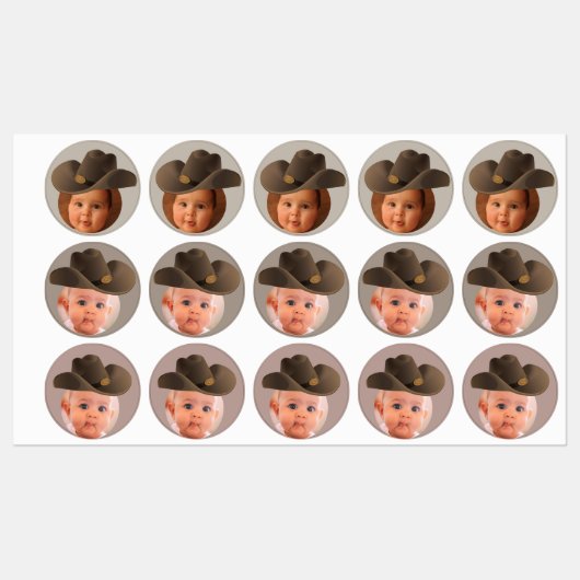 Brauner Hutfoto Gesicht Aufkleber Party Cowboy ert (Blatt)