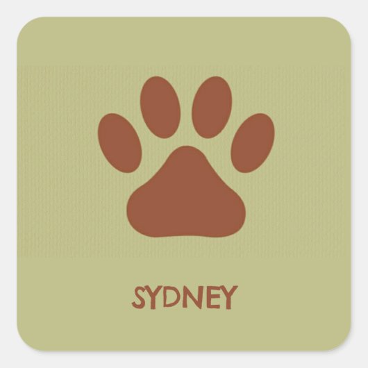 Brauner individuelle Name Quadratischer Aufkleber (Vorderseite)