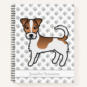 Brauner Jack-Russell-Terrier-Hund mit rauem Fell & Notizblock
